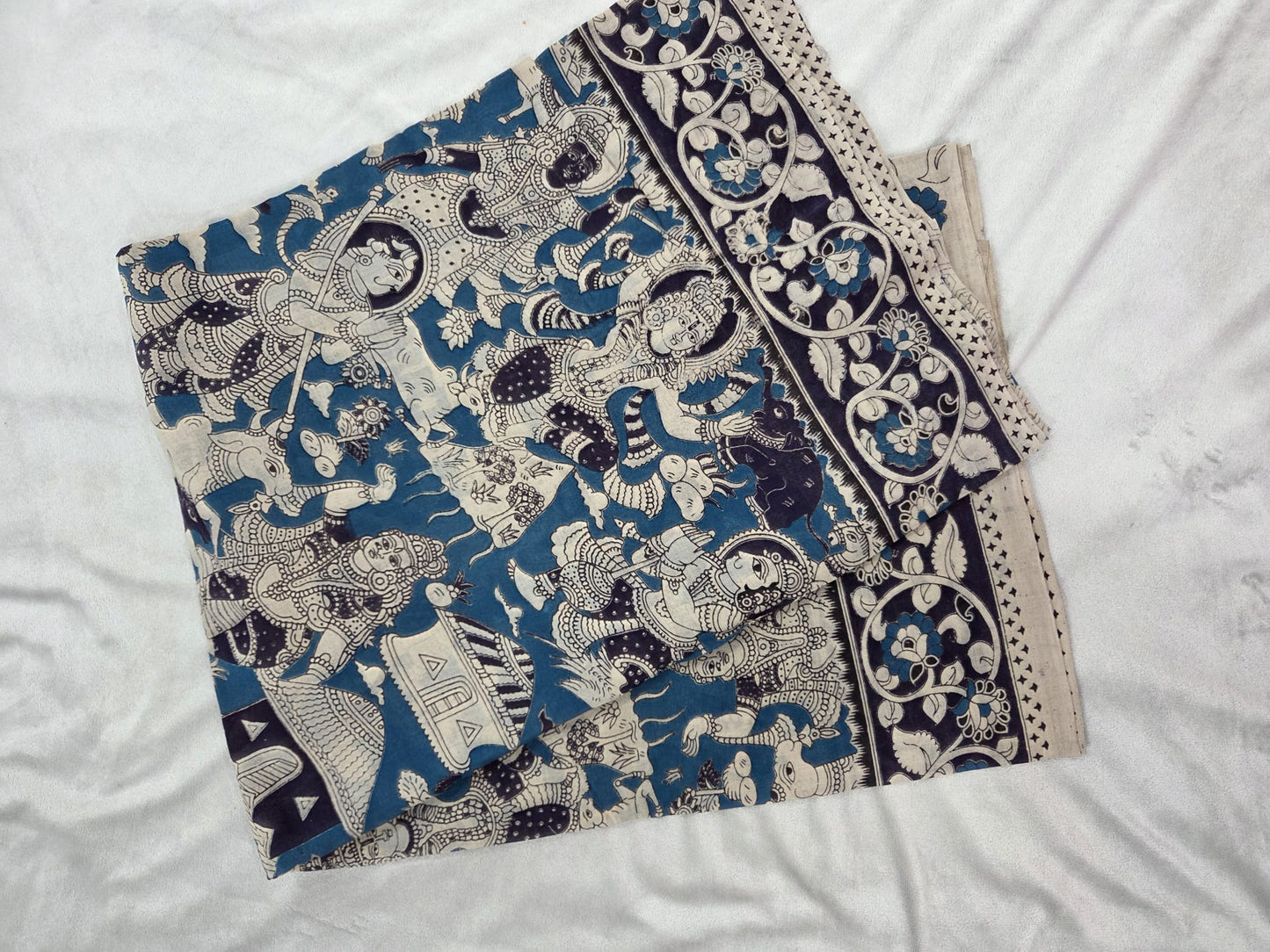 Kalamkari saree with Radha-Krishna Motif