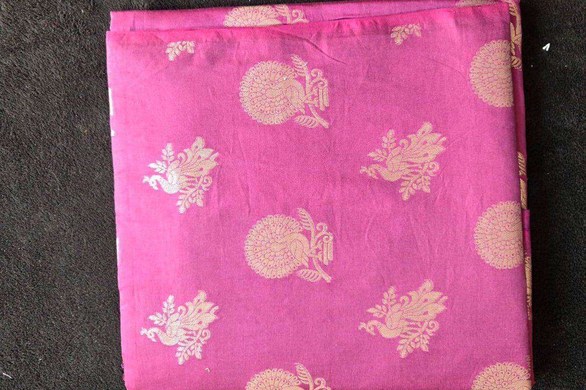 Figar Banarasi Dress Material in Rich Magenta with Silver Zari Work - VSL Collections