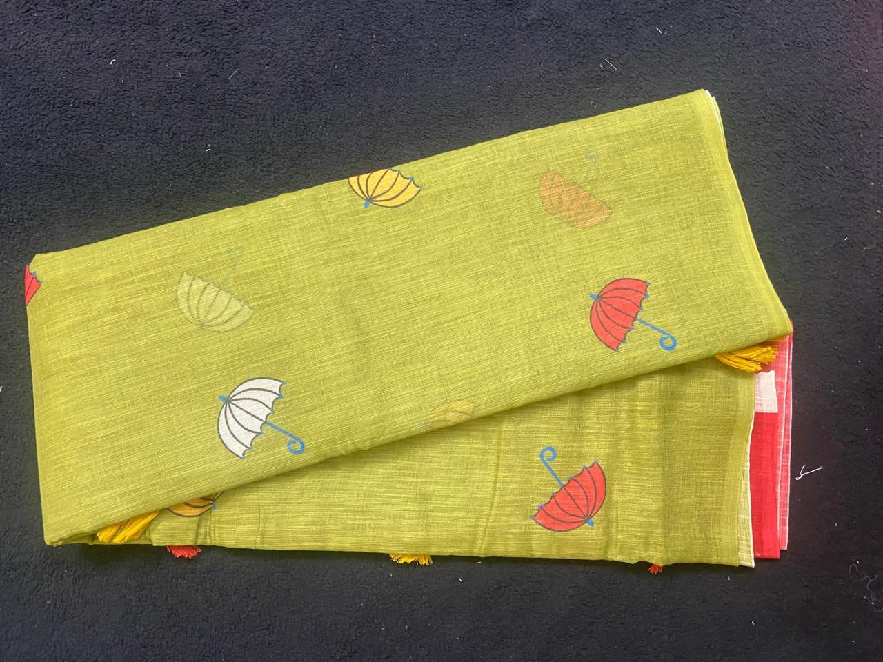 Linen Cotton Saree with Artistic Motifs - VSL Collections