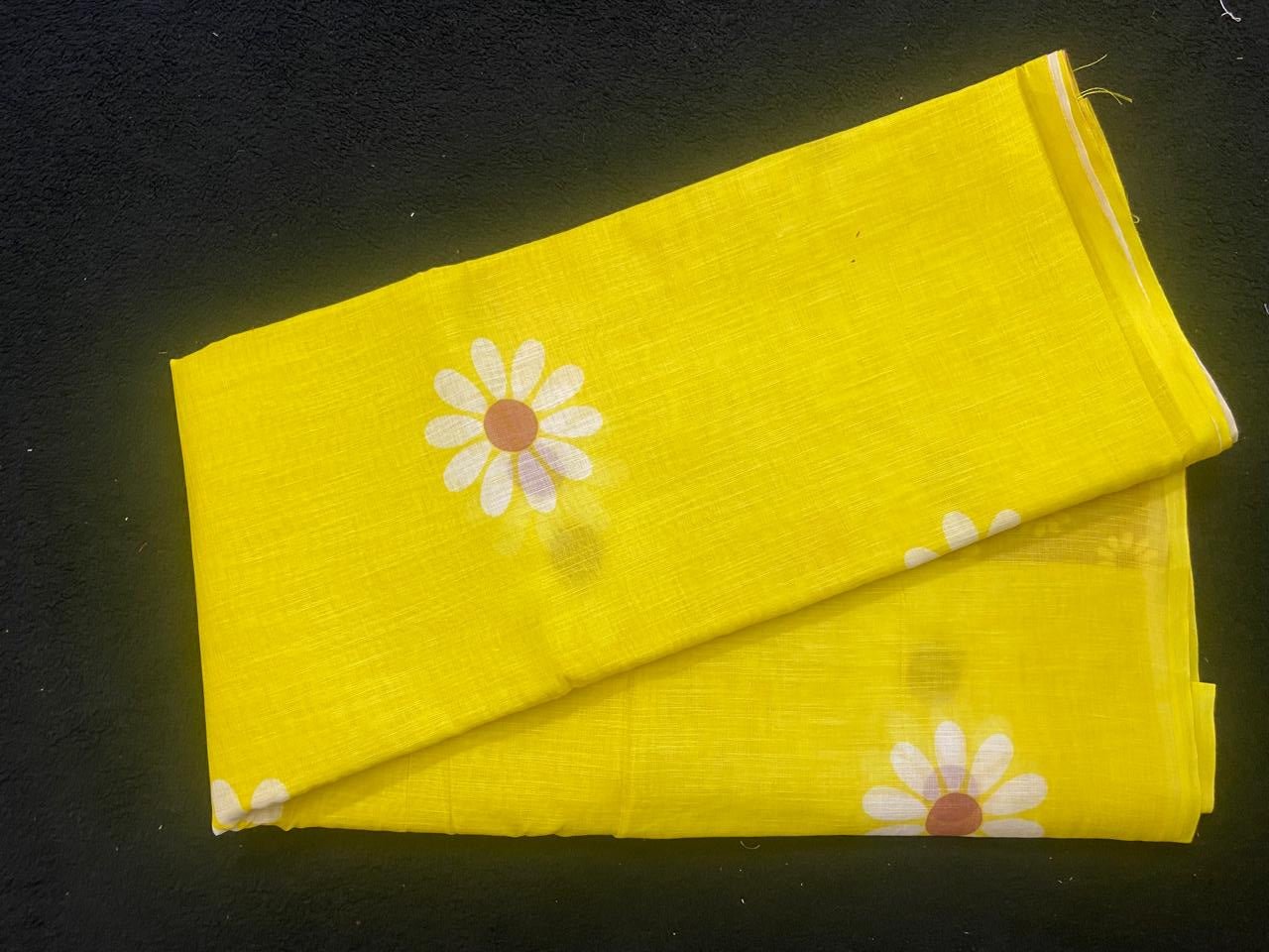 Linen Cotton Sarees with Floral Motifs - VSL Collections