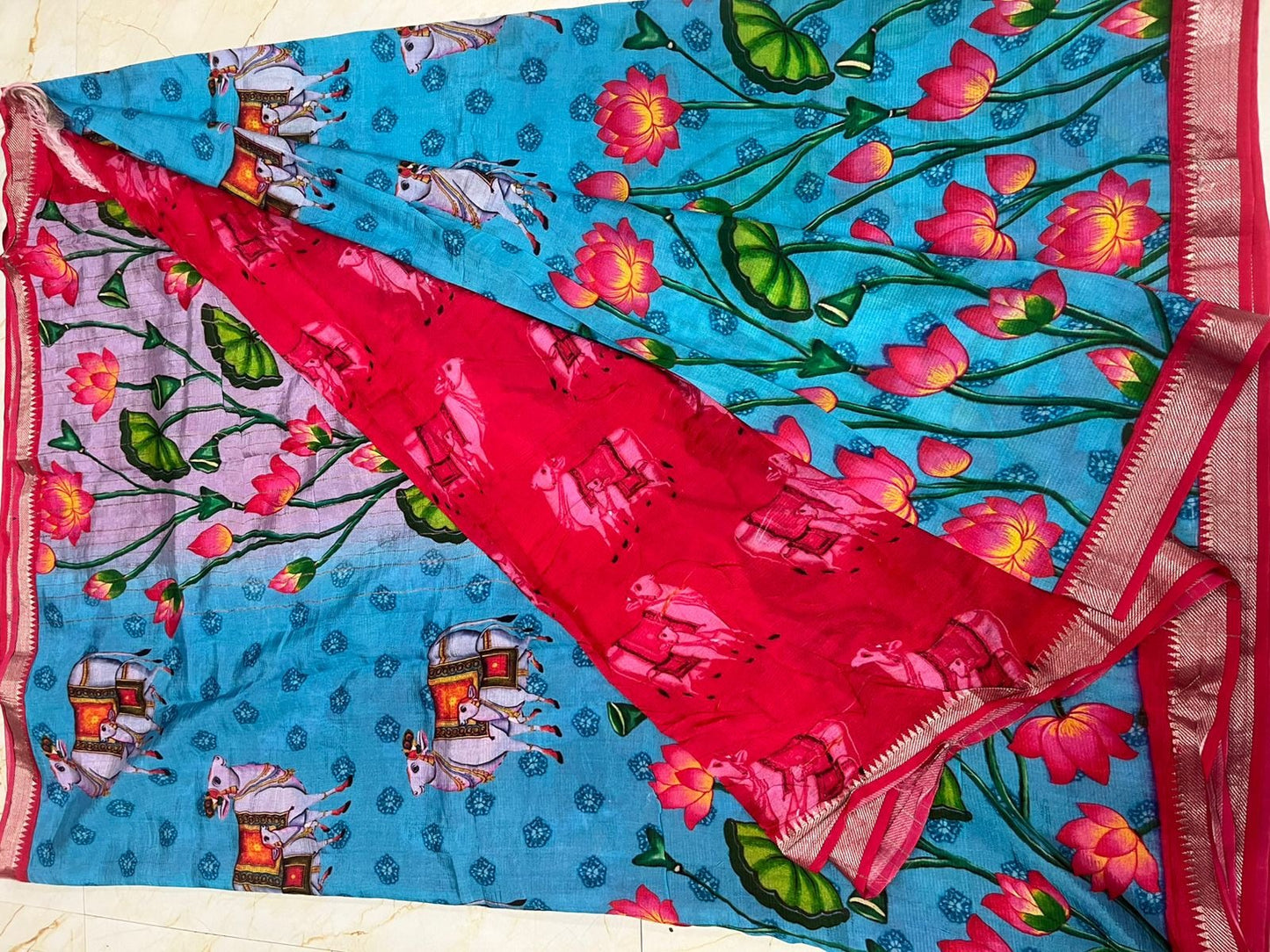 Mangalagiri Pattu with Digital Printing - VSL Collections