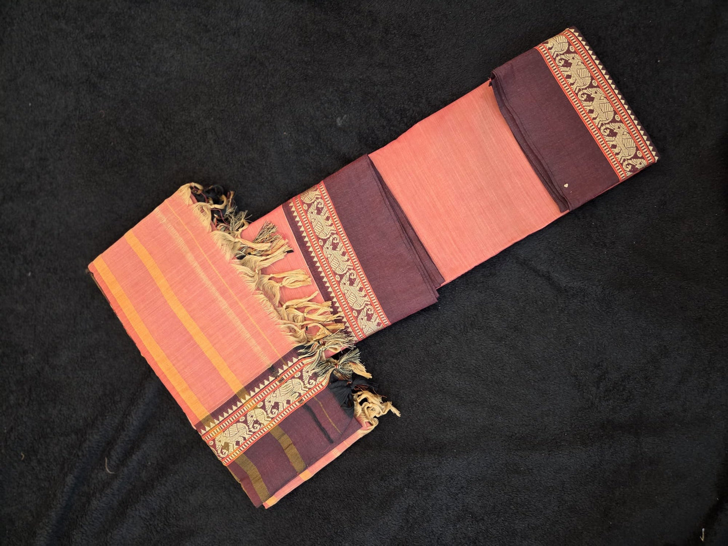 Narayanpeta Cotton Dress Material with Elephant Border - VSL Collections