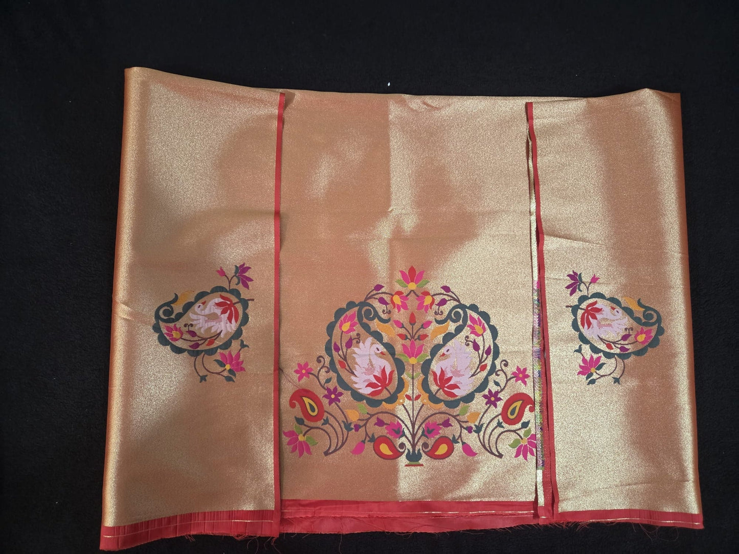 Paithani Blouse Pieces with Peacock and Leaves - VSL Collections