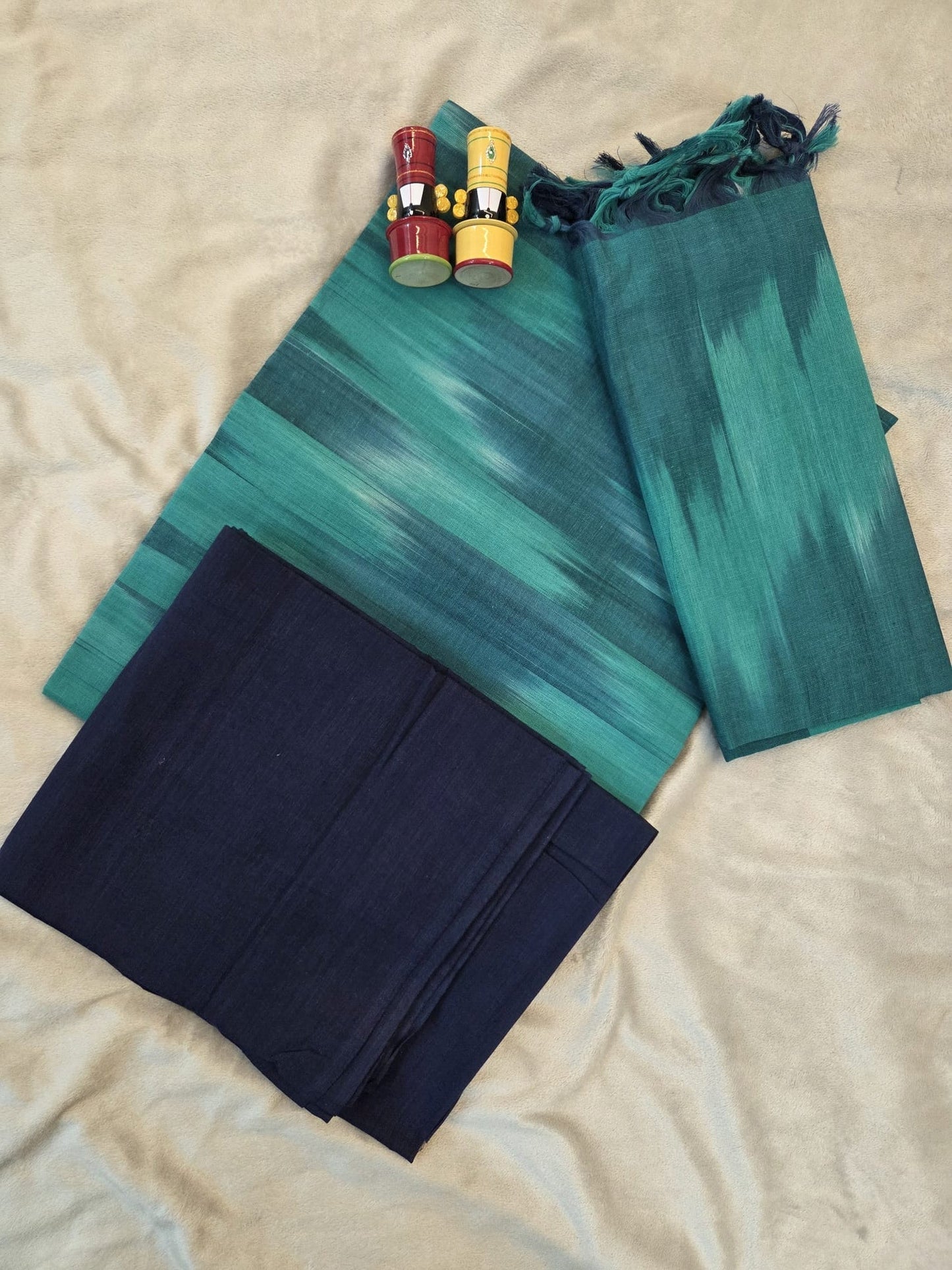 Pure Mangalagiri Cotton Ikkath Random Pattern