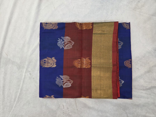 Blue Color Uppada Pattu Saree with Flower Buta