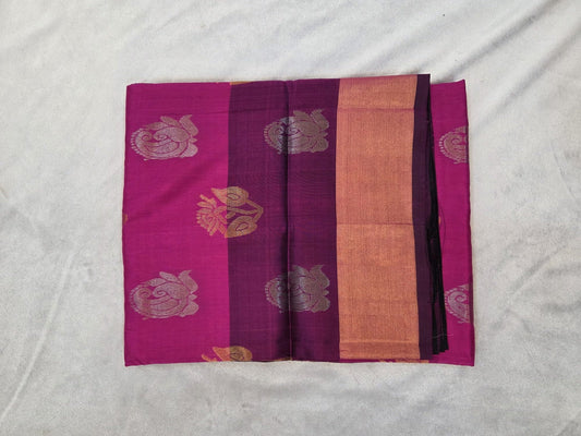 Magenta Color Uppada Pattu Saree with Flower Buta