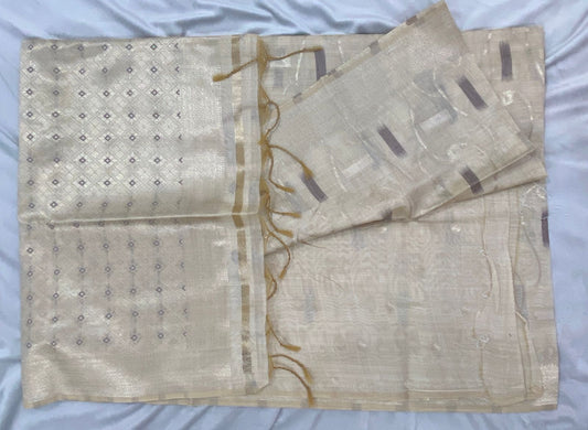 Chanderi Semi Cotton with Jamdani weave