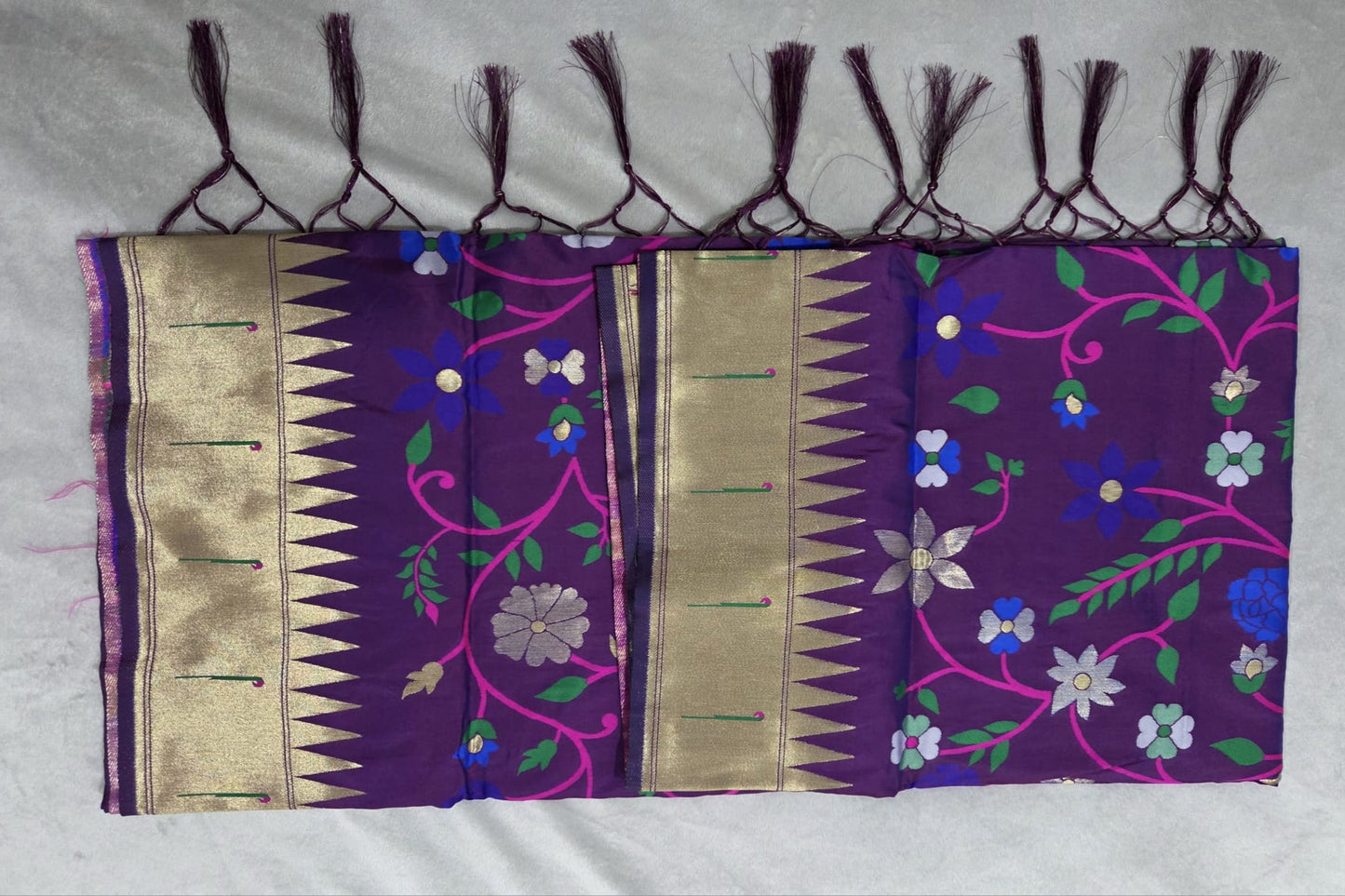 Kanchipuram Semi Silk Sarees with Paithani Design