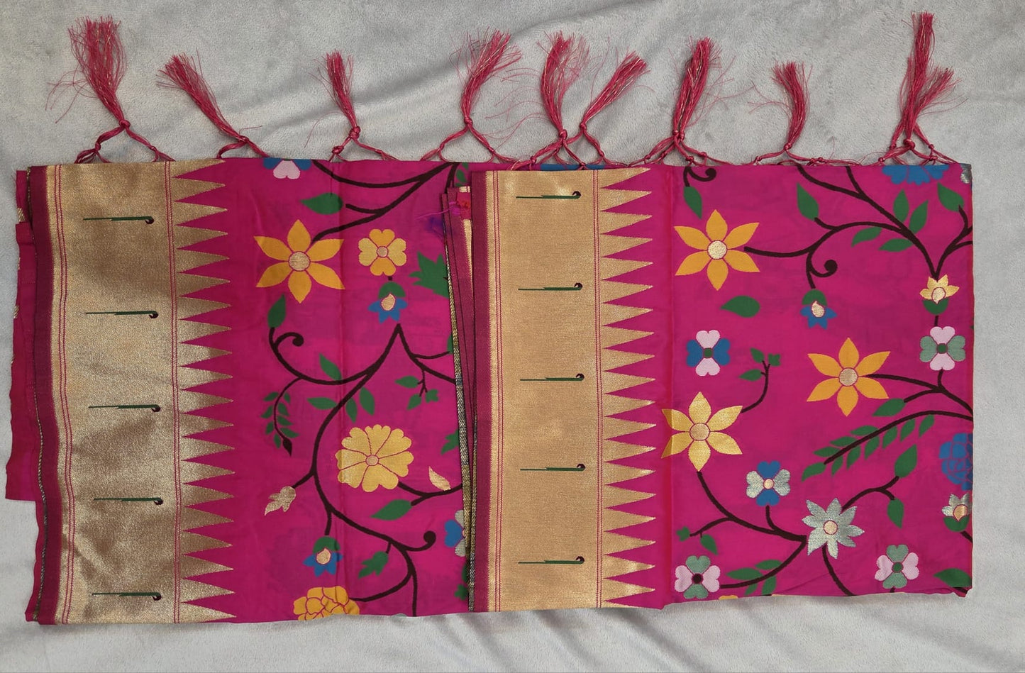 Kanchipuram Semi Silk Sarees with Paithani Design