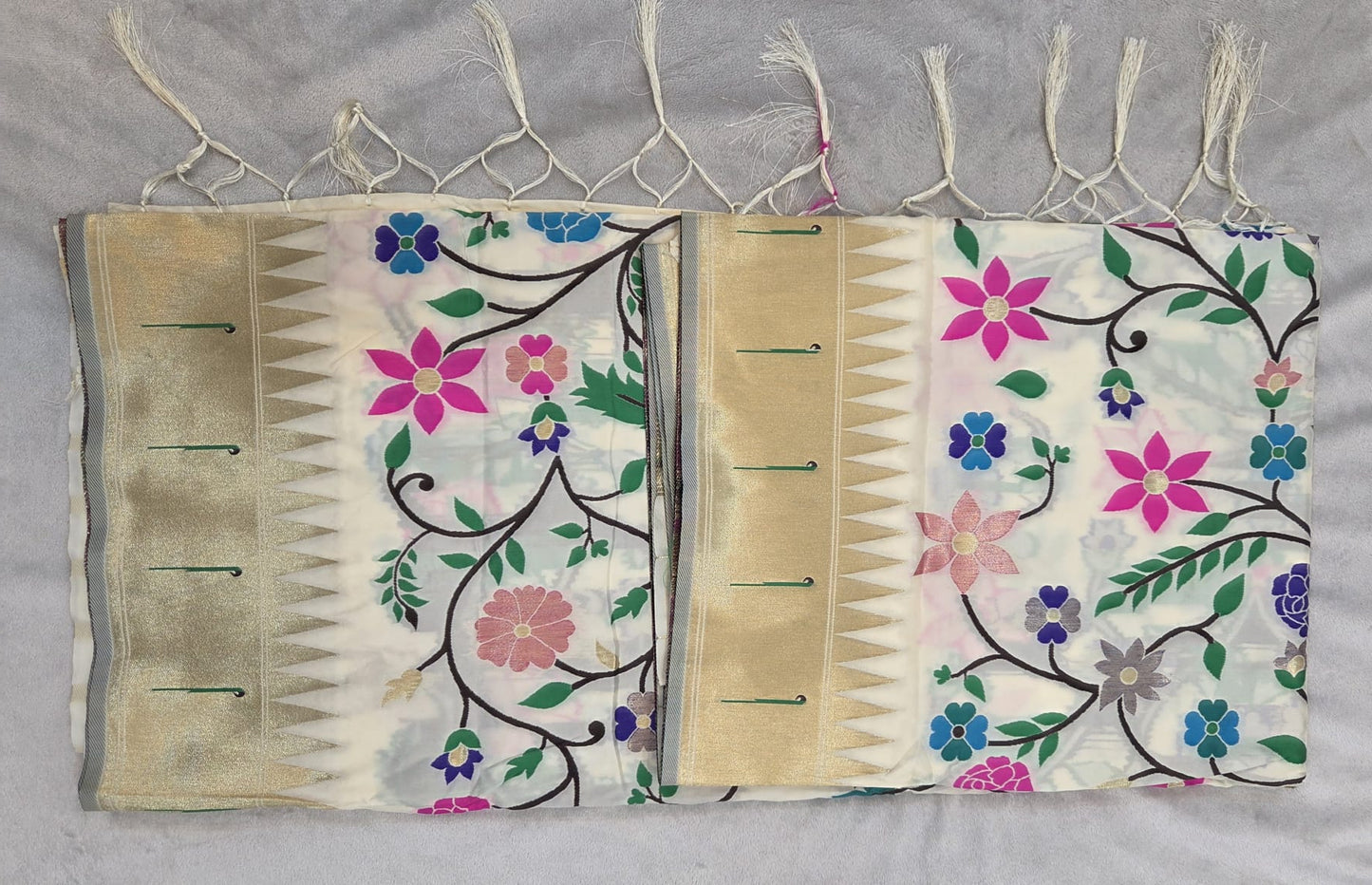 Kanchipuram Semi Silk Sarees with Paithani Design