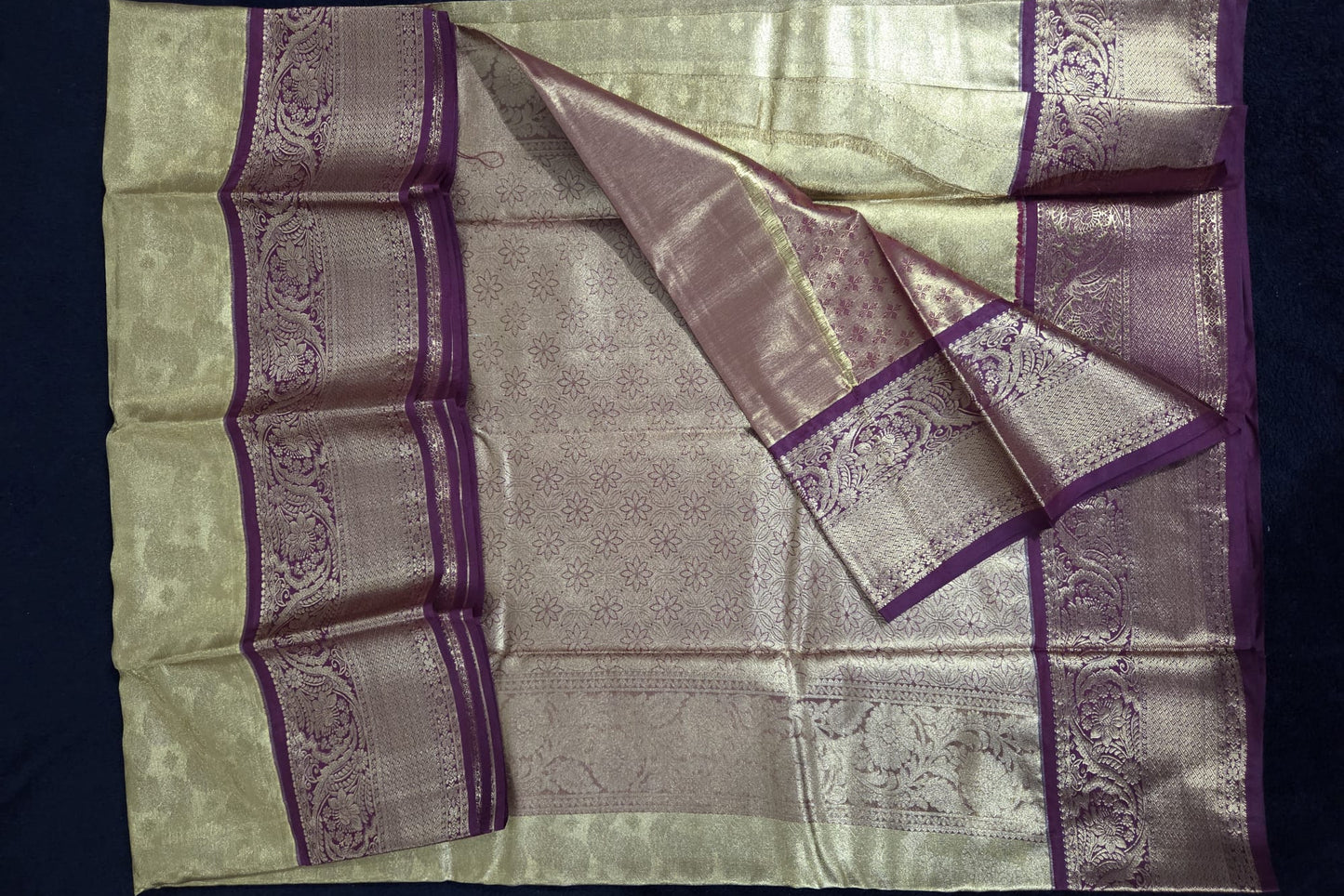 Maroon Kanchi Korvai Tissue Silk Saree