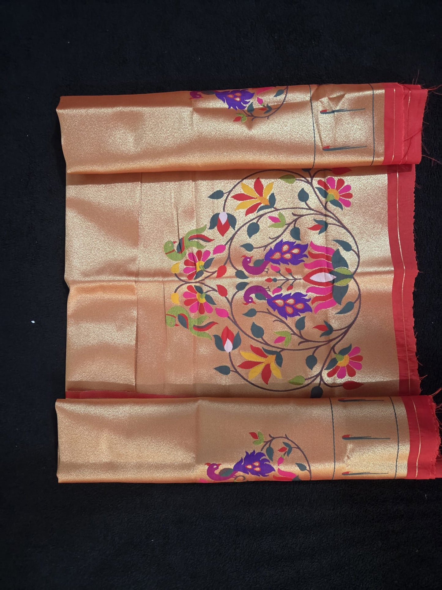 Paithani Blouse Pieces with Peacock and Parrots Design