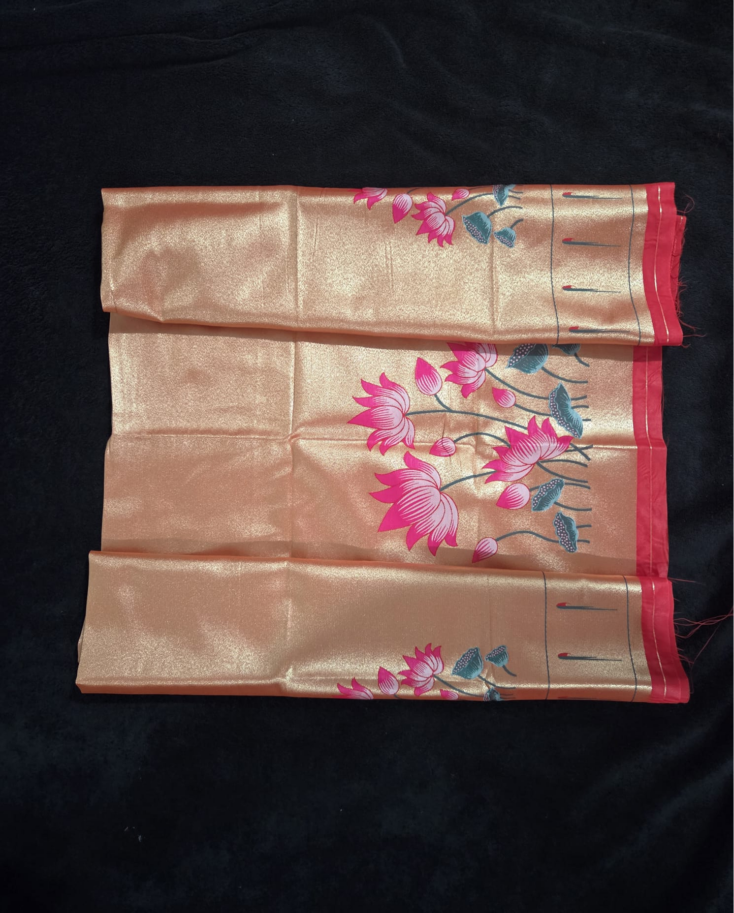 Paithani Blouse Pieces with Lotus Design