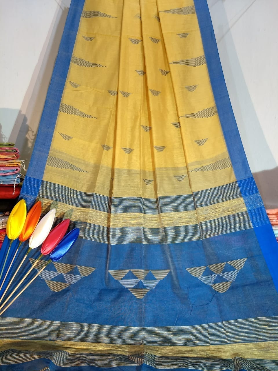 Bengal Silk Cotton Sarees with Temple Design
