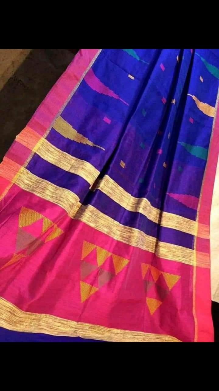 Bengal Silk Cotton Sarees with Temple Design