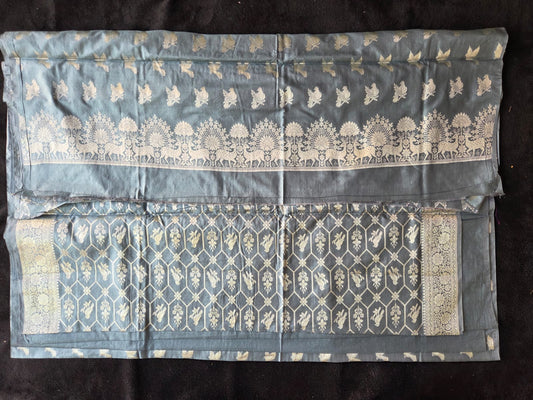 Slate Blue Banarasi Figar Dress Material
