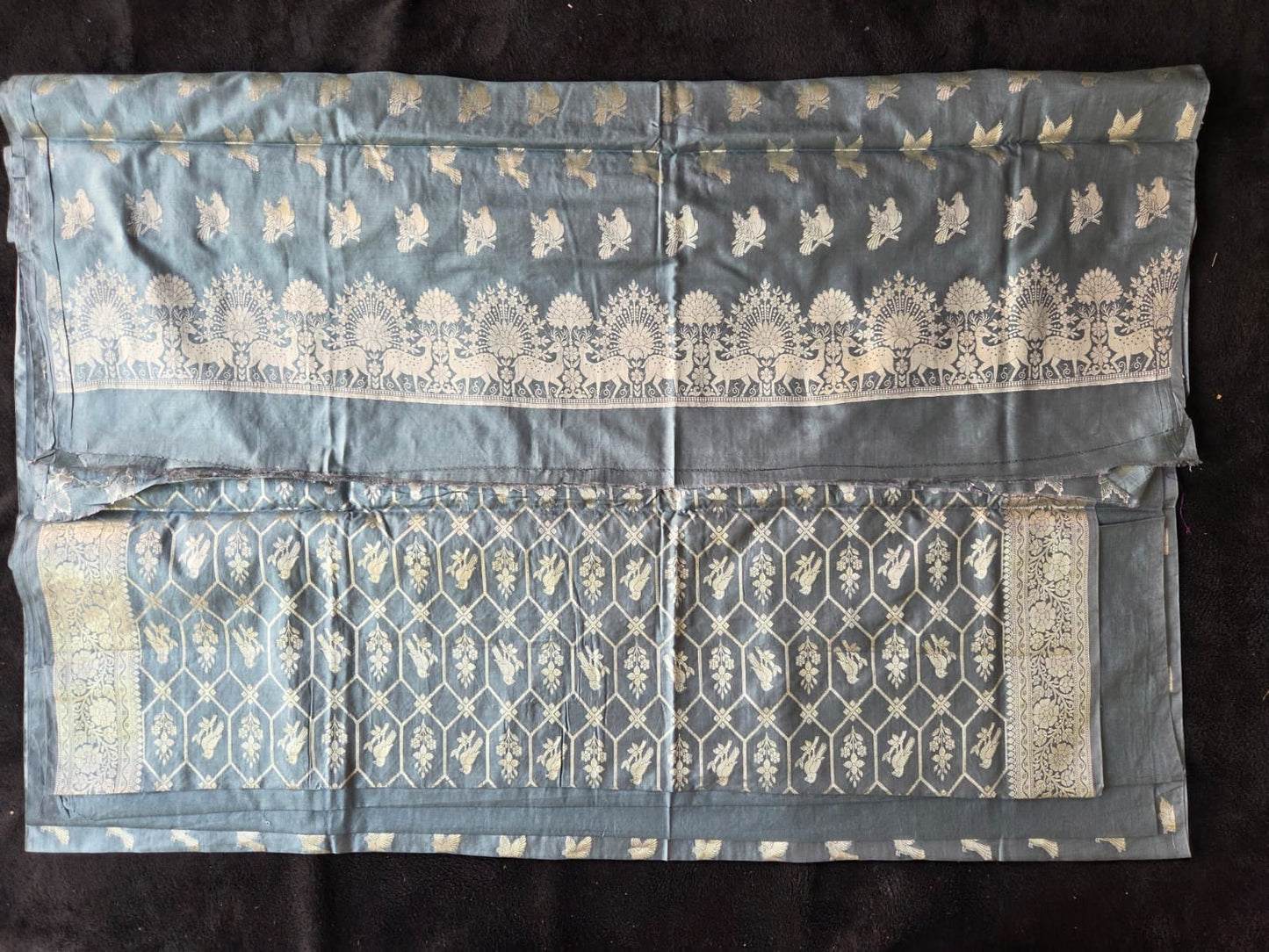 Banarasi Figar Dress Material with Bird Motifs - VSL Collections
