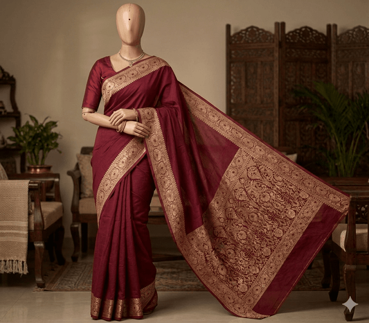 Banarasi Plain Semi Silk Sarees With Zari - VSL Collections
