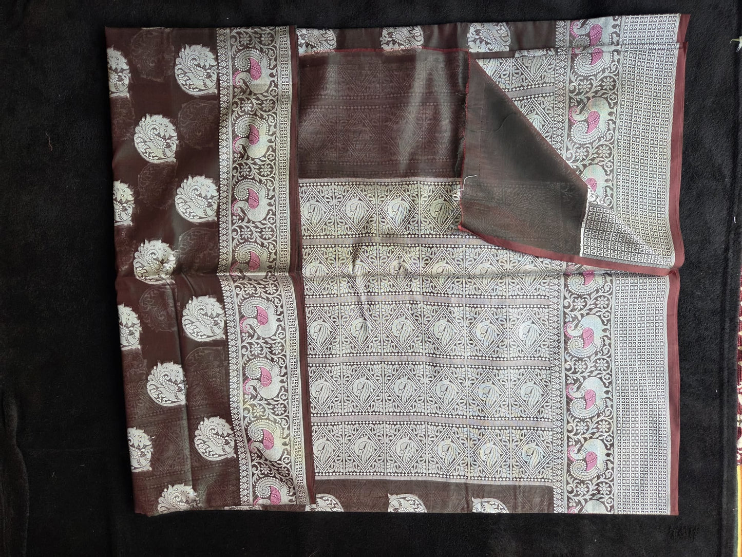 Banarasi Semi Cotton Sarees with Peacock Motif and Swan Border - VSL Collections