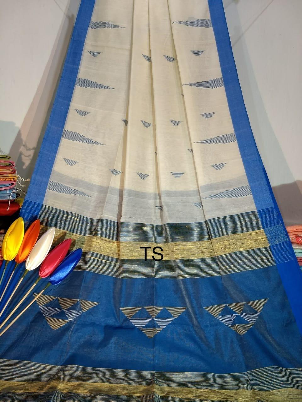 Bengal Silk Cotton Sarees with Temple Design - VSL Collections
