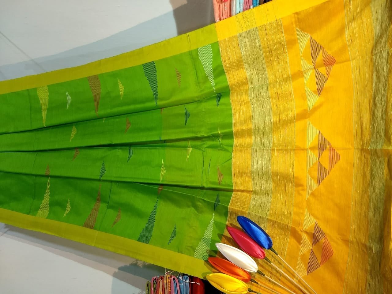 Bengal Silk Cotton Sarees with Temple Design - VSL Collections