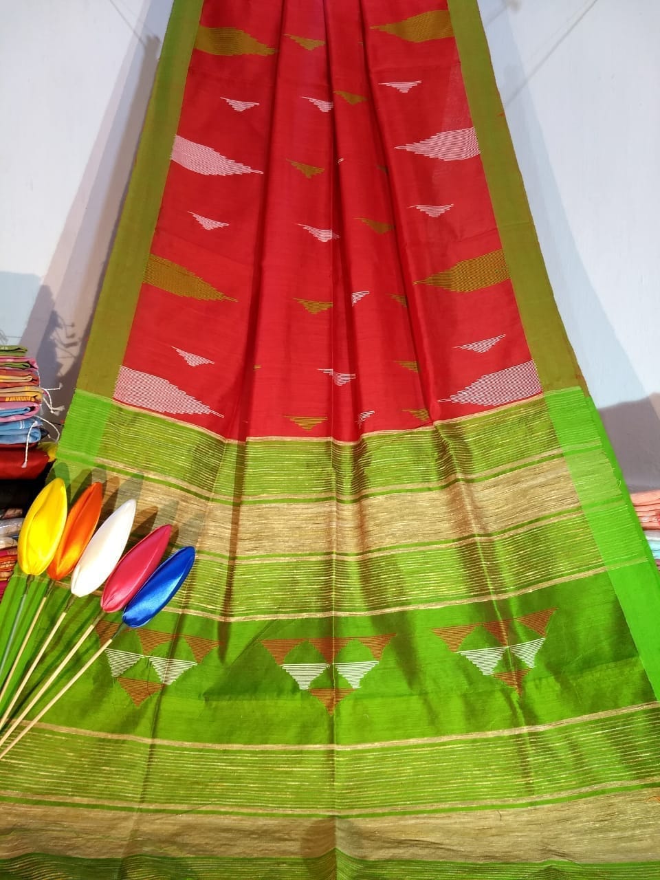 Bengal Silk Cotton Sarees with Temple Design - VSL Collections