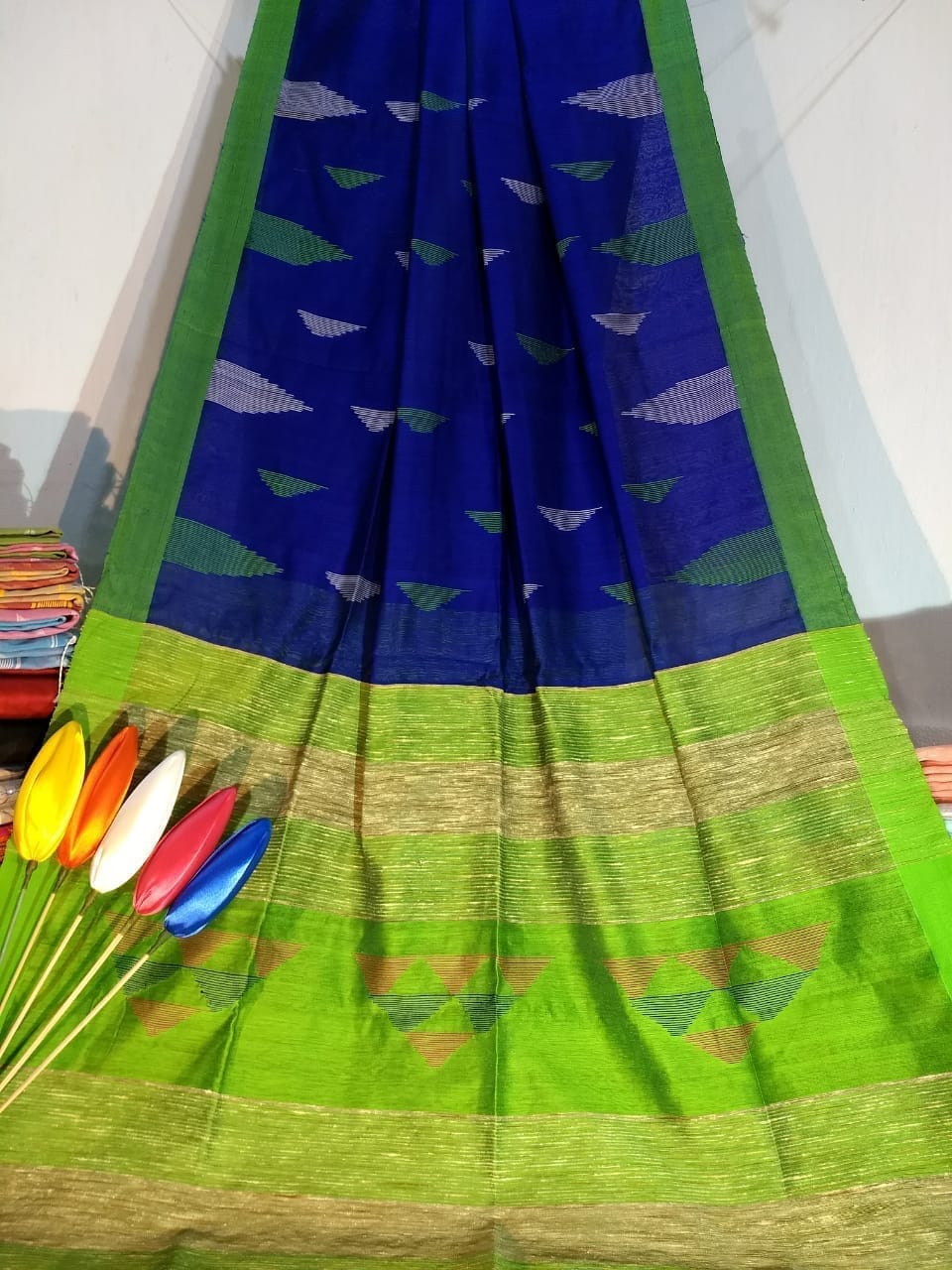 Bengal Silk Cotton Sarees with Temple Design - VSL Collections