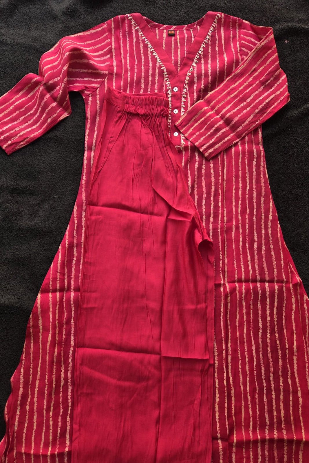 Block Print Co - Ord Set in Muslin - VSL Collections