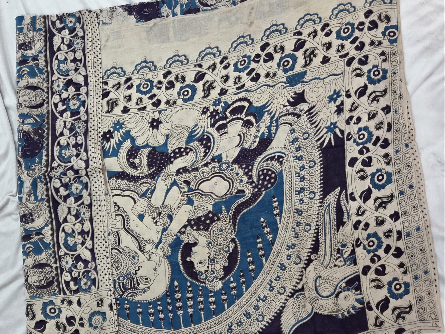 Kalamkari saree with Radha-Krishna Motif