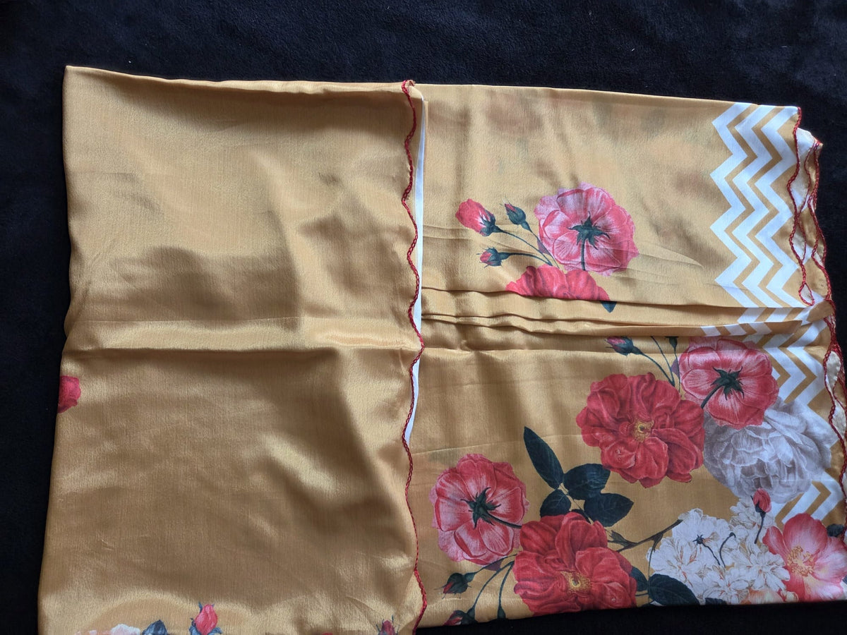 Chinnon Silk Sarees With Floral Print - VSL Collections