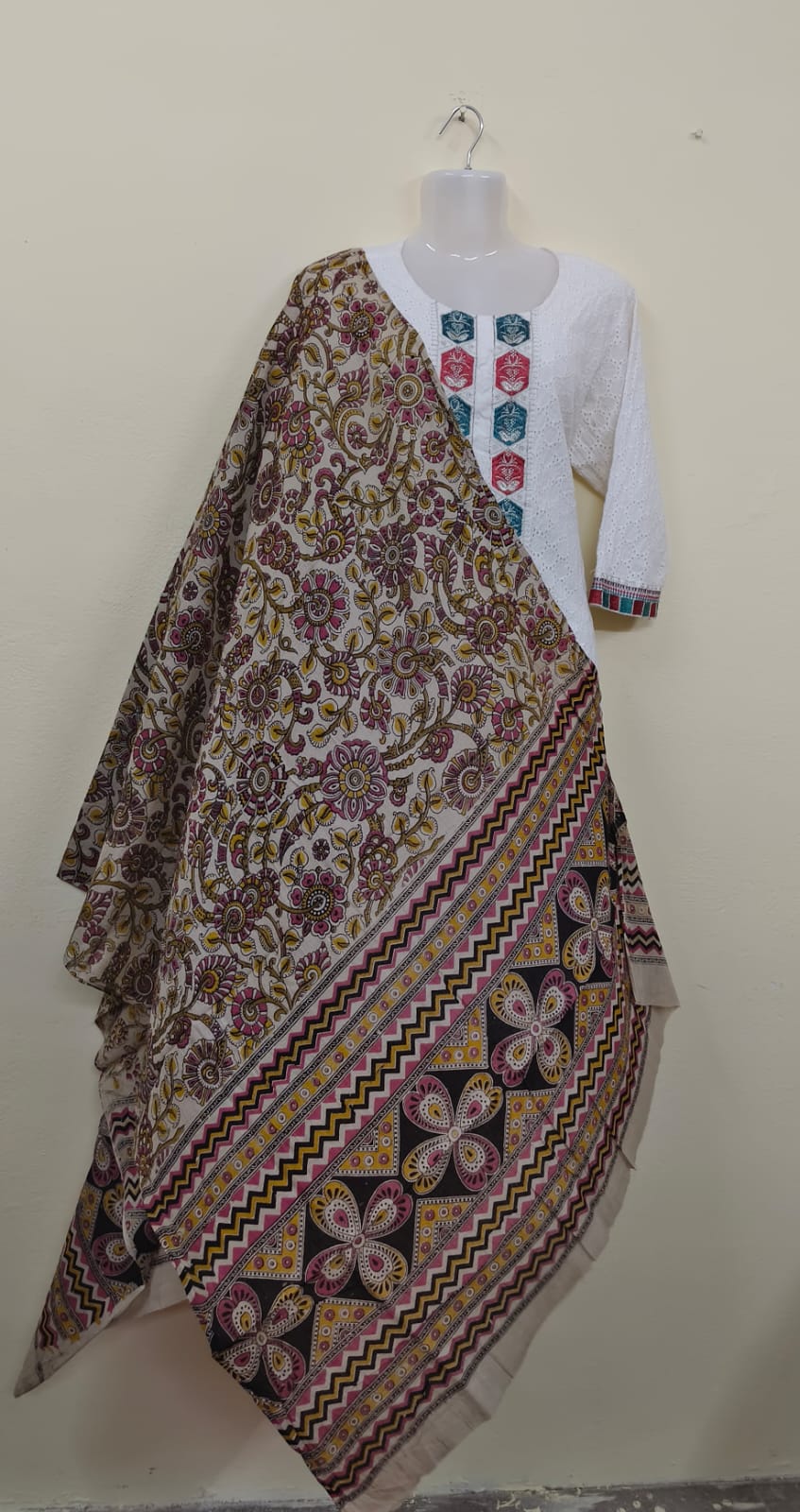 Cotton Kalamkaari Hand Printed Floral Dupattas - VSL Collections