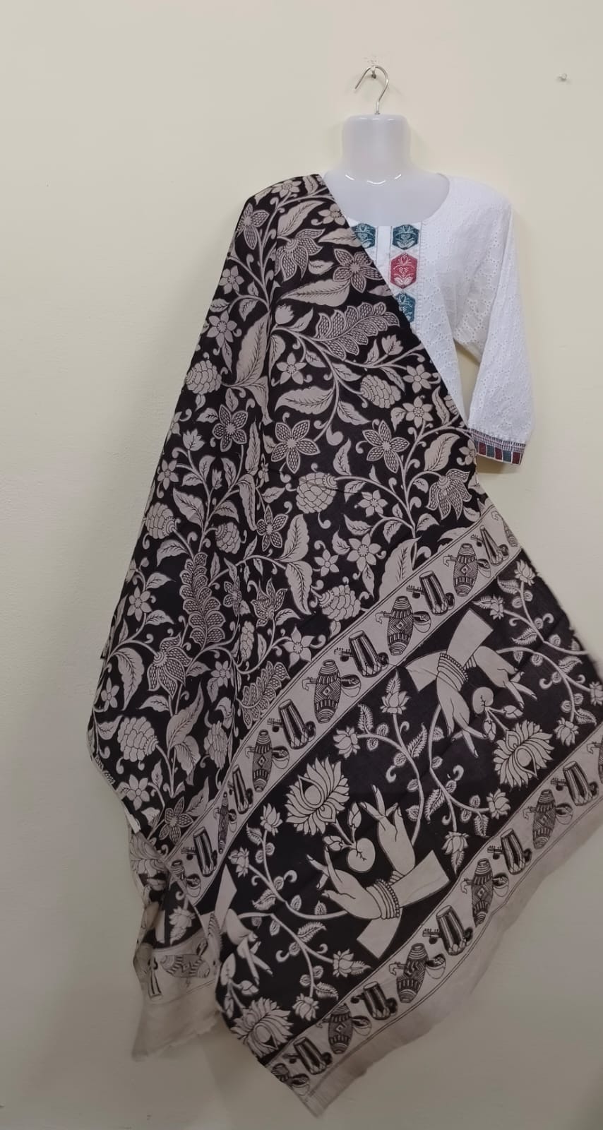 Cotton Kalamkaari Hand Printed Floral Dupattas - VSL Collections