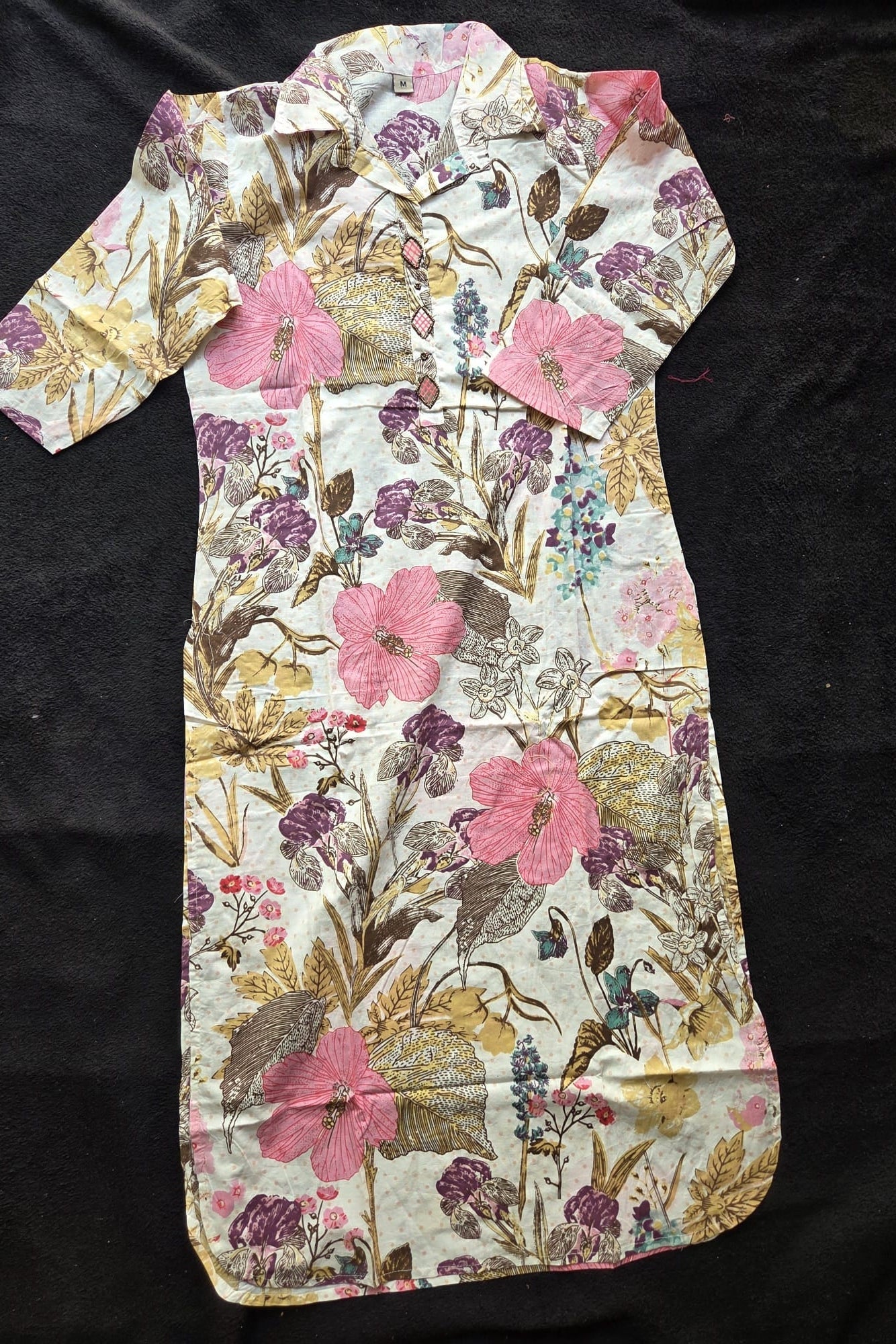 Cream Floral Print Co - Ord Set in Cotton - VSL Collections