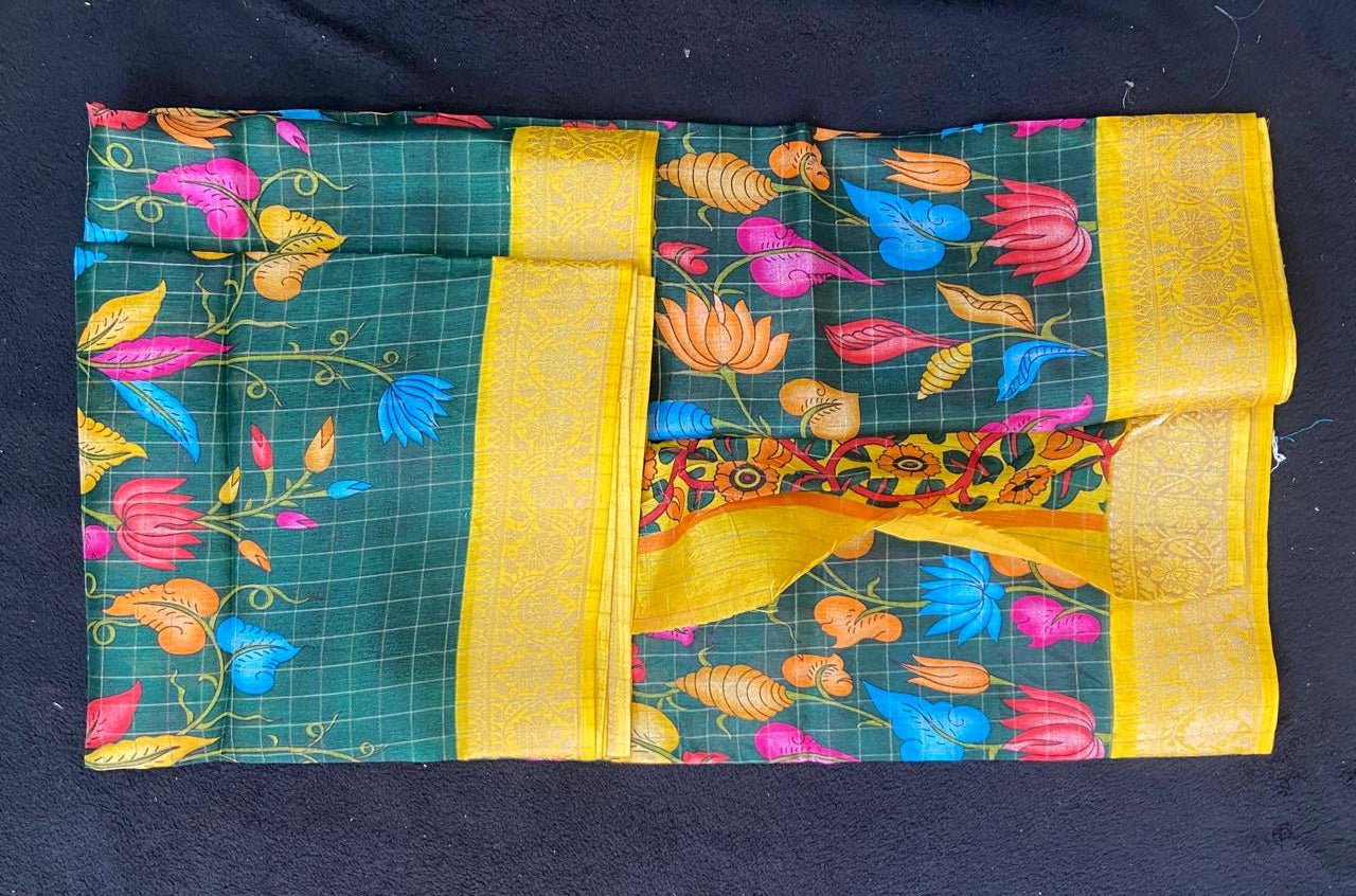 Dola Silk Sarees with Kalamkari Digital Print - VSL Collections