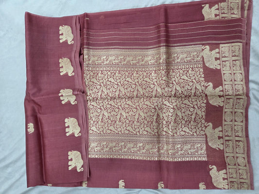 Dusty Rose Shikargah Kora Silk - VSL Collections