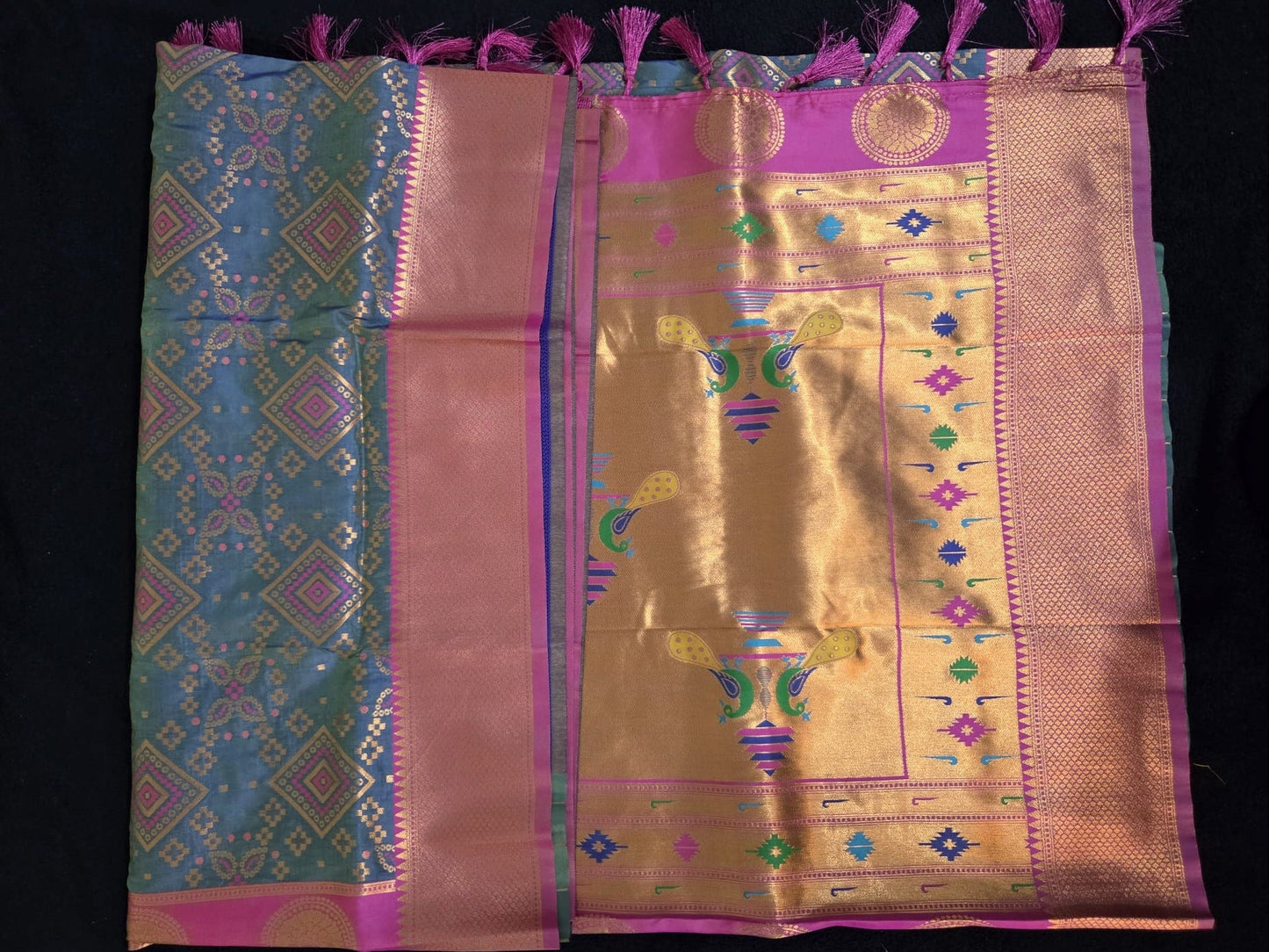 Fancy Ikkath Patola Saree with Paithani Pallu - VSL Collections