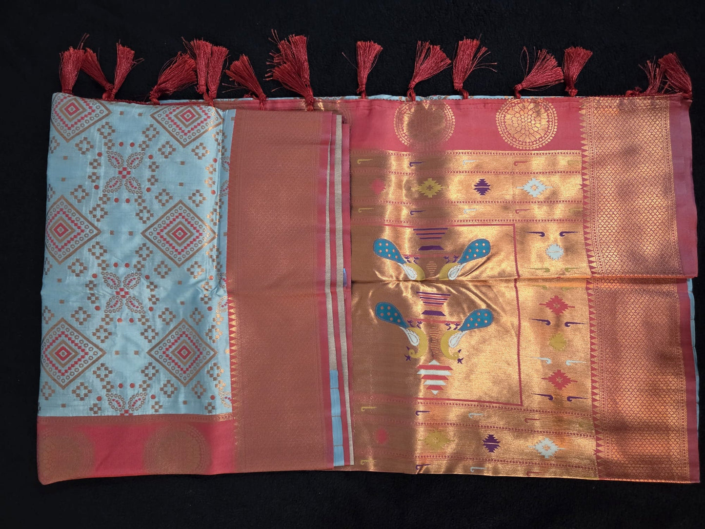 Fancy Ikkath Patola Saree with Paithani Pallu - VSL Collections