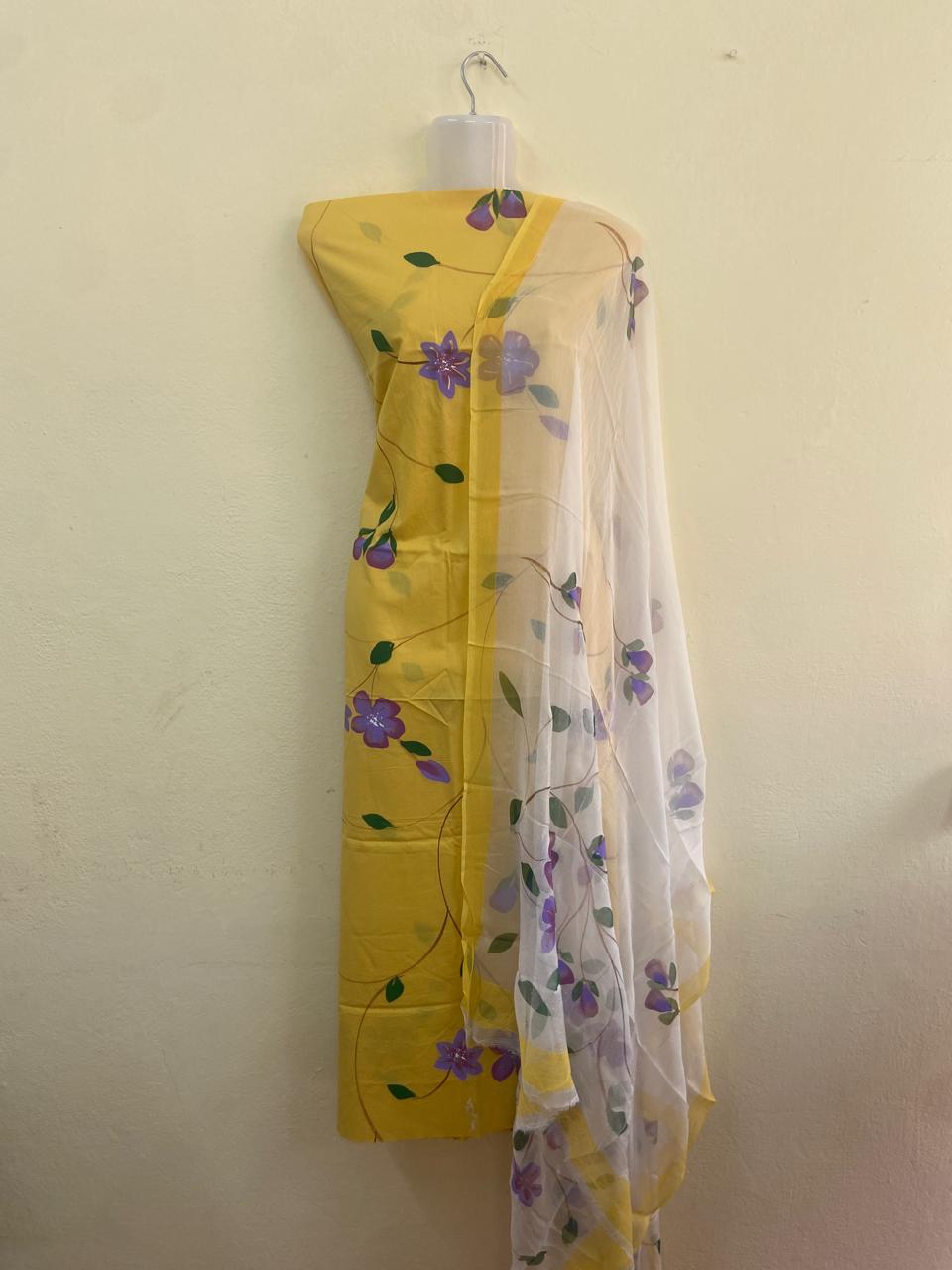 Floral Printed Cotton Dress Material - VSL Collections