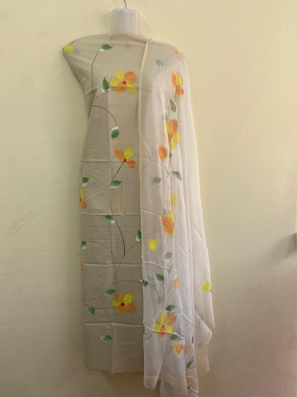 Floral Printed Cotton Dress Material - VSL Collections
