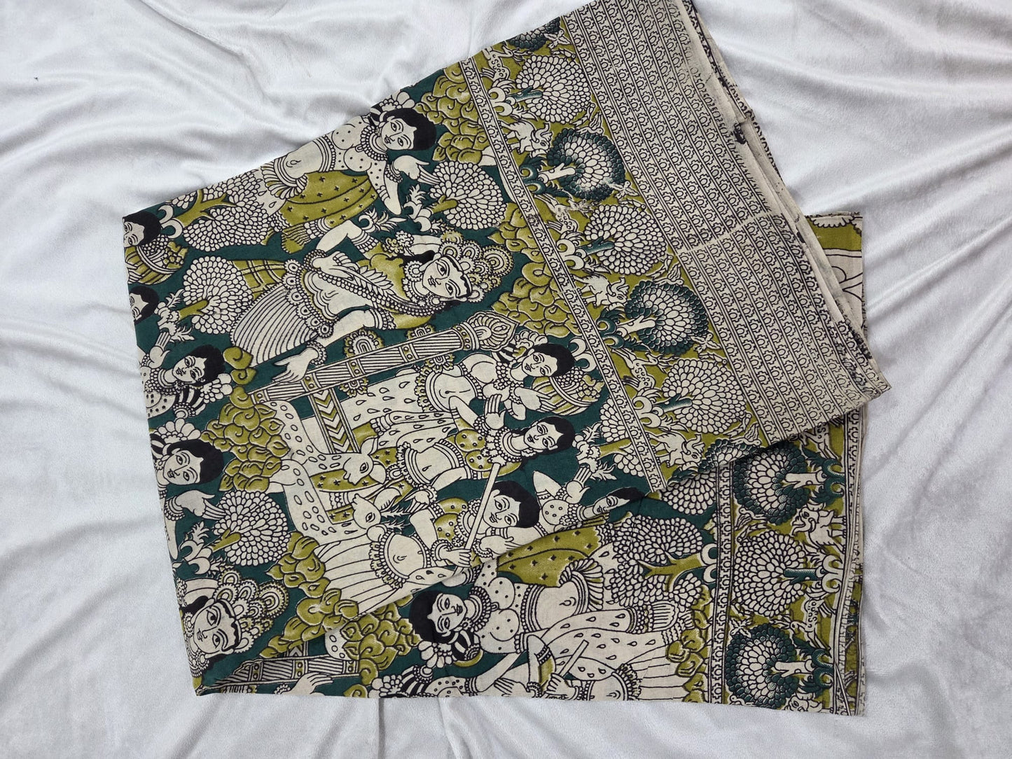 Kalamkaari Cotton Saree with graceful deer motifs