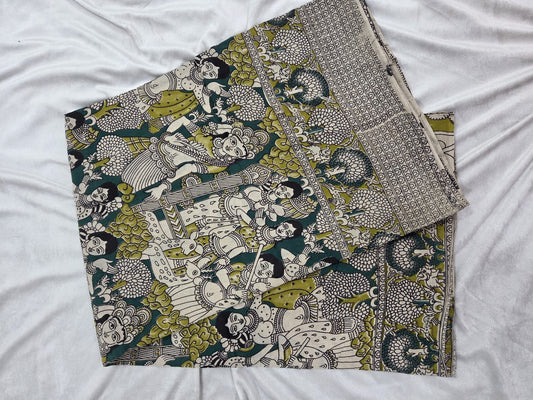 Kalamkaari Cotton Saree with graceful deer motifs