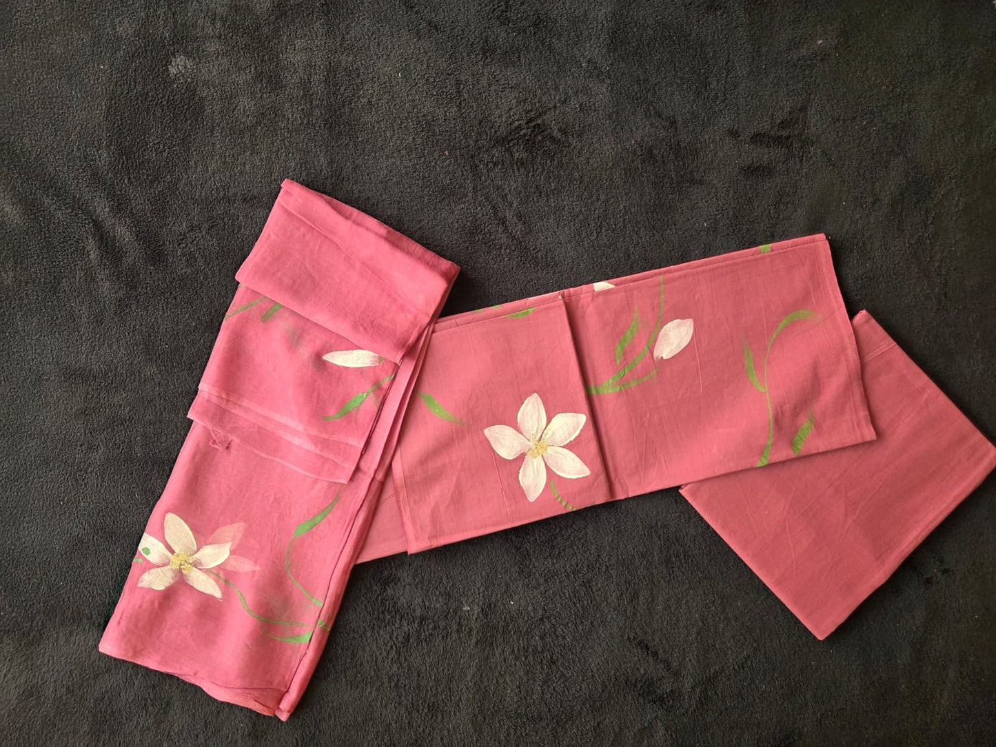 Hand Painted Cotton Dress Material with Chiffon Dupatta - VSL Collections