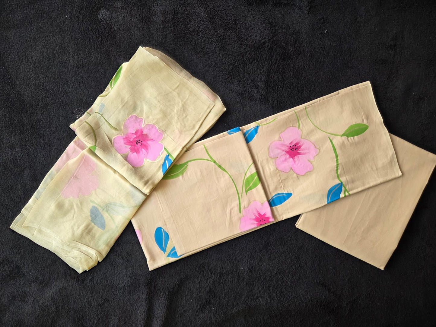 Hand Painted Cotton Dress Material with Chiffon Dupatta - VSL Collections