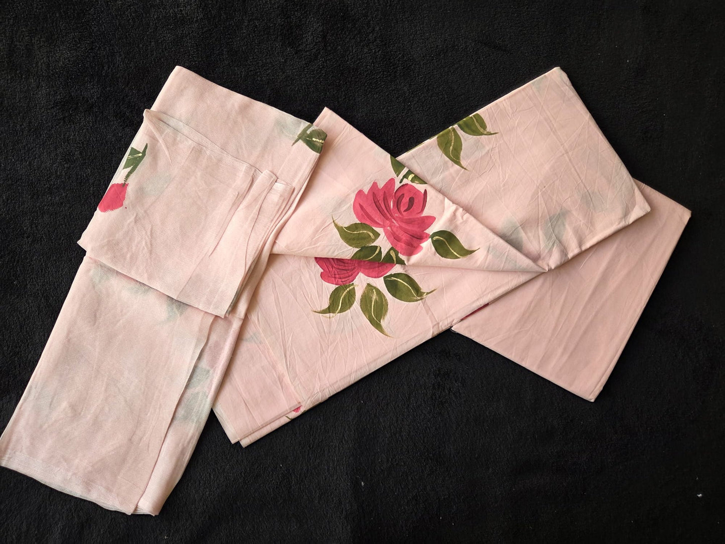 Hand Painted Cotton Dress Material with Chiffon Dupatta - VSL Collections