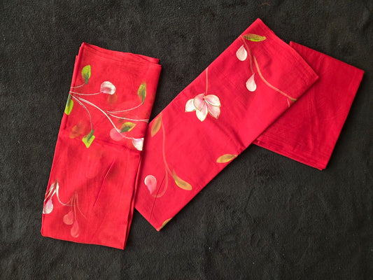 Hand Painted Cotton Dress Material with Chiffon Dupatta - VSL Collections