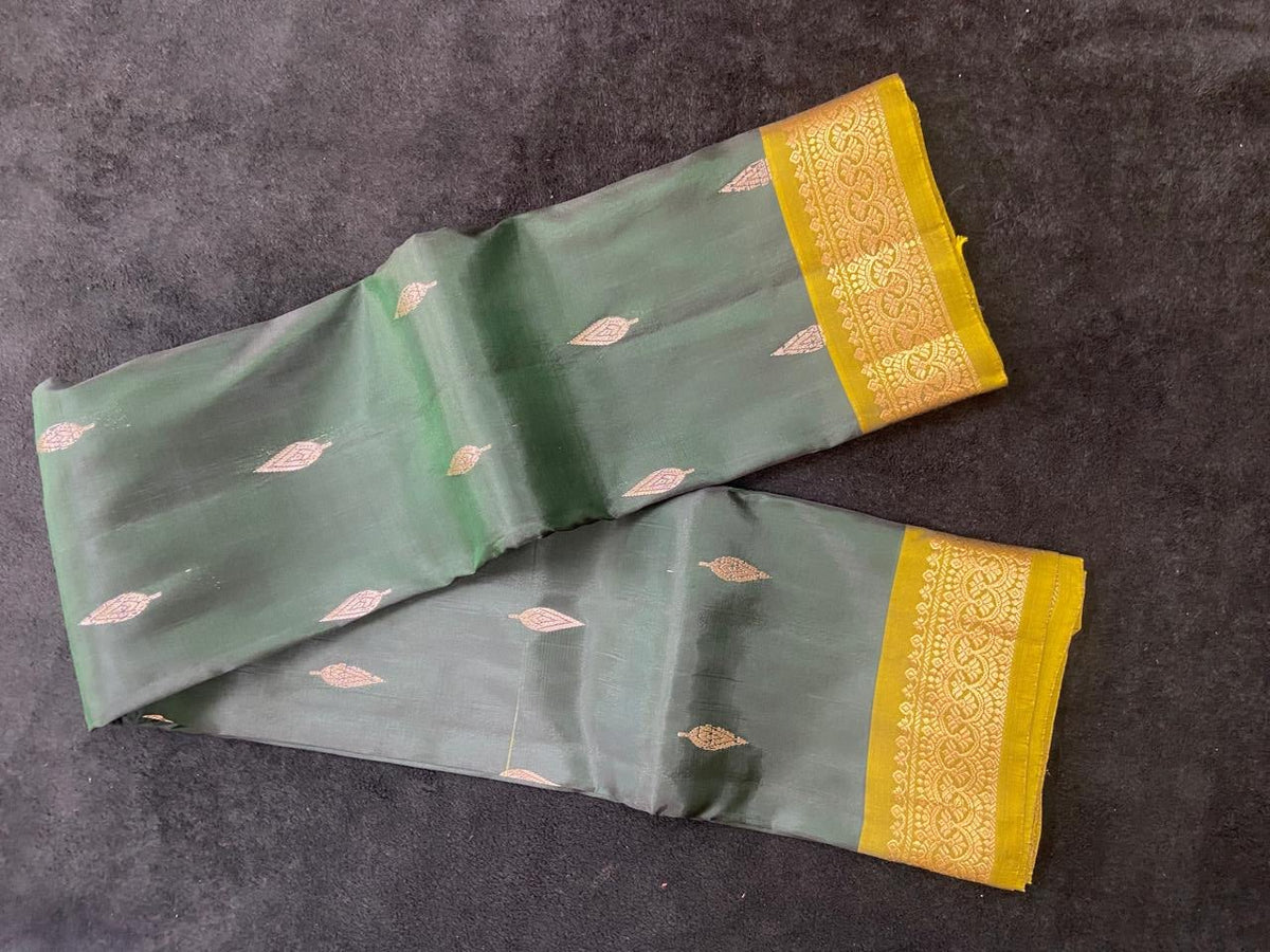 Kanchipuram Semi Silk Sarees with Gold Zari Border - VSL Collections