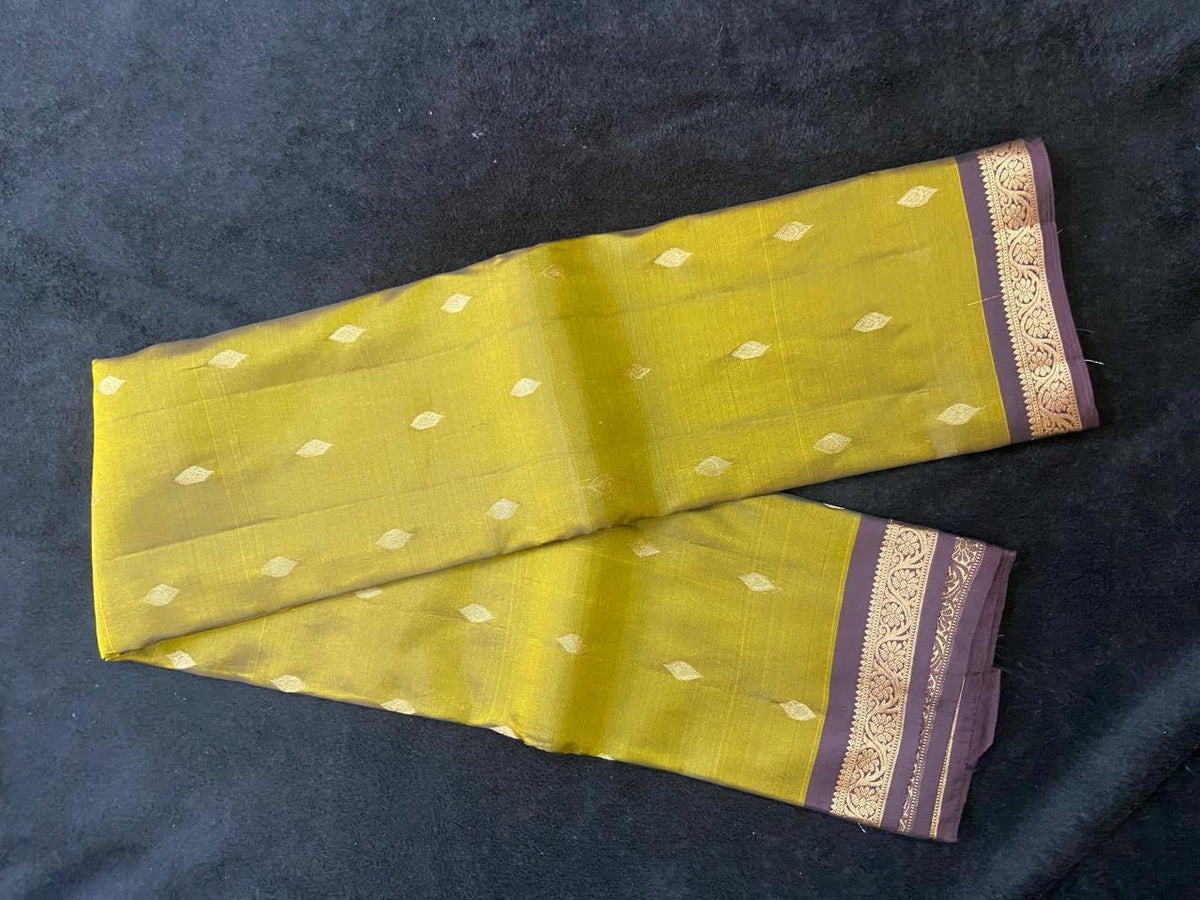 Kanchipuram Semi Silk Sarees with Gold Zari Border - VSL Collections
