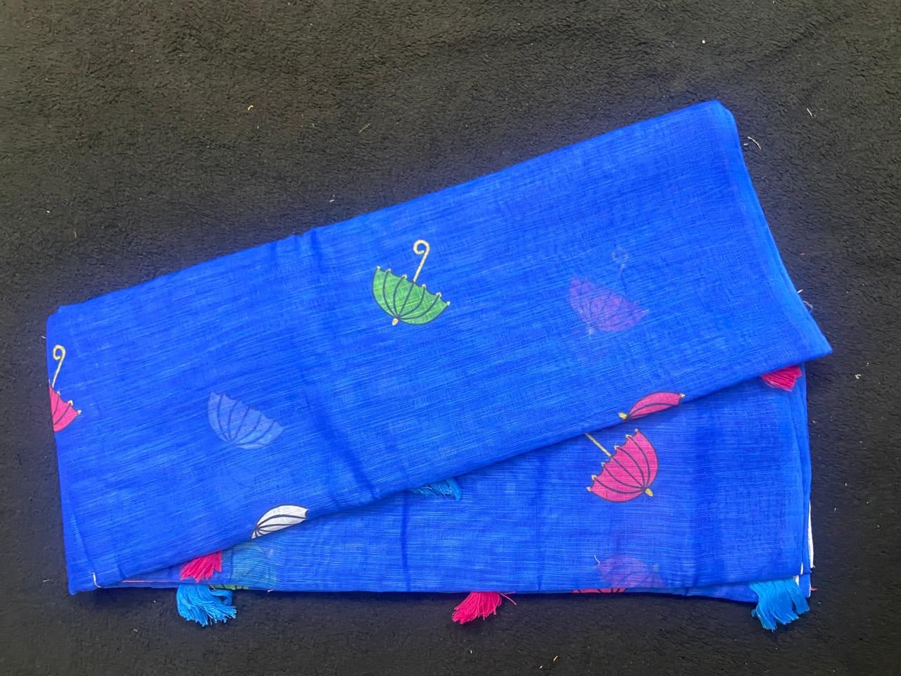 Linen Cotton Saree with Artistic Motifs - VSL Collections