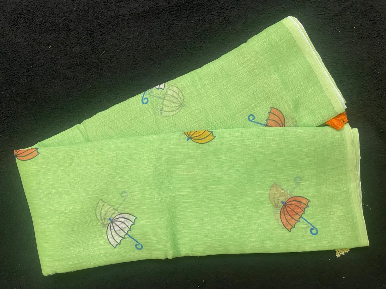Linen Cotton Saree with Artistic Motifs - VSL Collections
