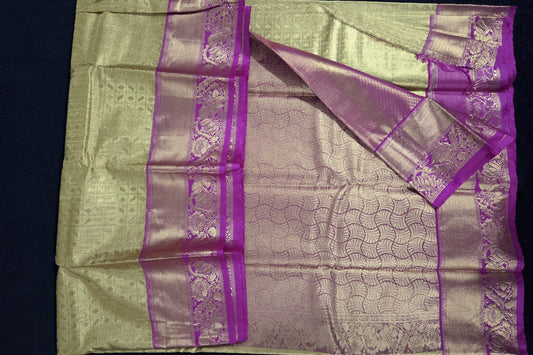 Mangenta Kanchi Korvai Tissue Silk Saree - VSL Collections